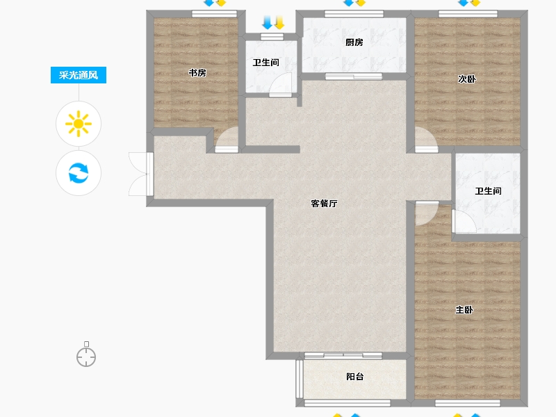 甘肃省-兰州市-盛达公馆-125.03-户型库-采光通风