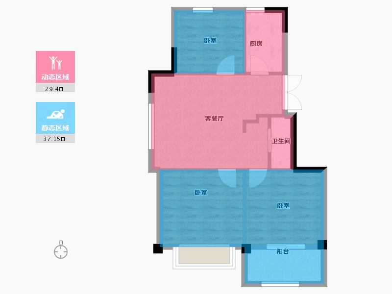 浙江省-宁波市-紫贵苑-60.05-户型库-动静分区