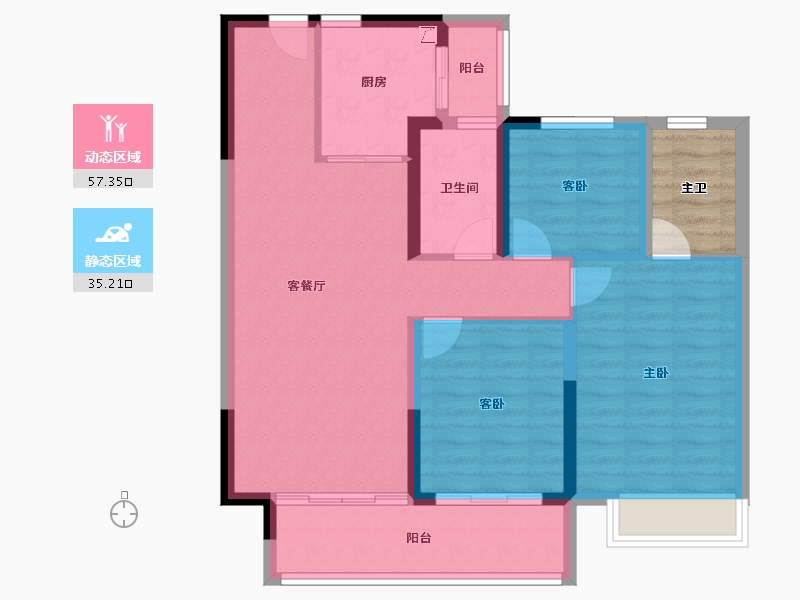 广东省-佛山市-中海云麓公馆-87.21-户型库-动静分区