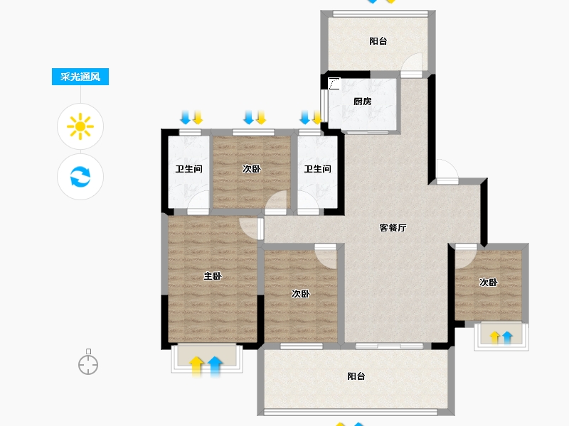 广西壮族自治区-南宁市-广源凤岭1号-109.10-户型库-采光通风