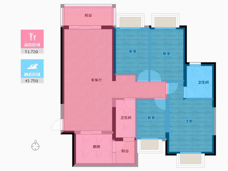 广东省-佛山市-恒大郦湖城-84.82-户型库-动静分区