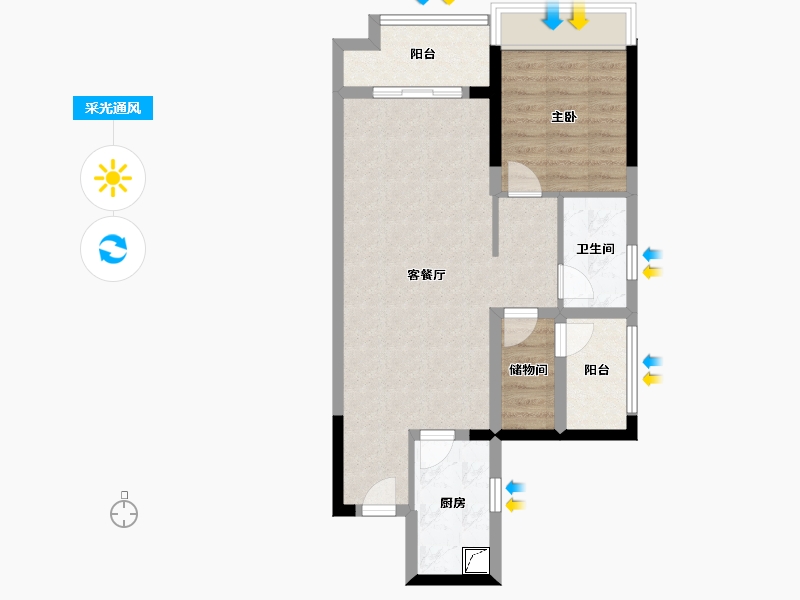 广东省-佛山市-万科金域世家-63.20-户型库-采光通风