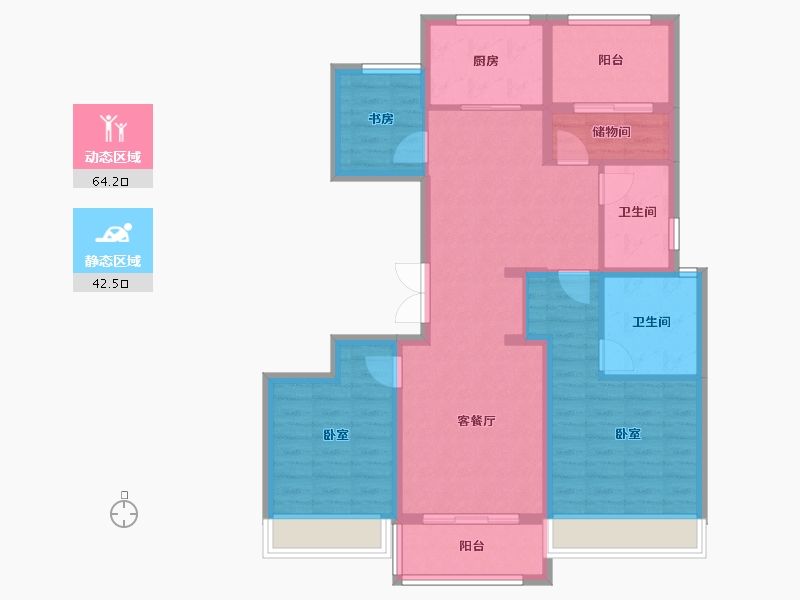 浙江省-杭州市-枫柏兰庭-95.01-户型库-动静分区