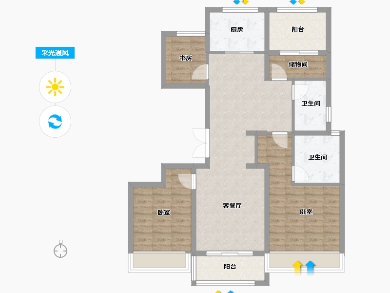 浙江省-杭州市-枫柏兰庭-95.01-户型库-采光通风