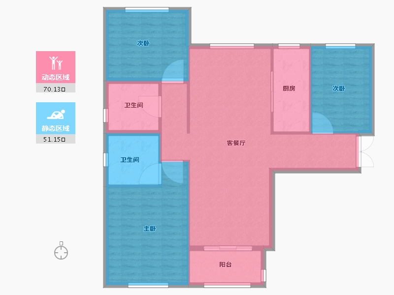 甘肃省-兰州市-盛达公馆-111.21-户型库-动静分区