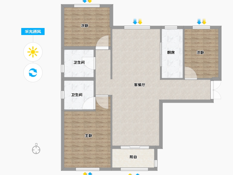 甘肃省-兰州市-盛达公馆-111.21-户型库-采光通风