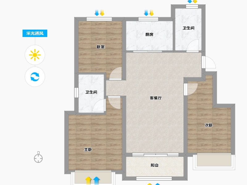 天津-天津市-泽信·渤龙云筑-80.76-户型库-采光通风