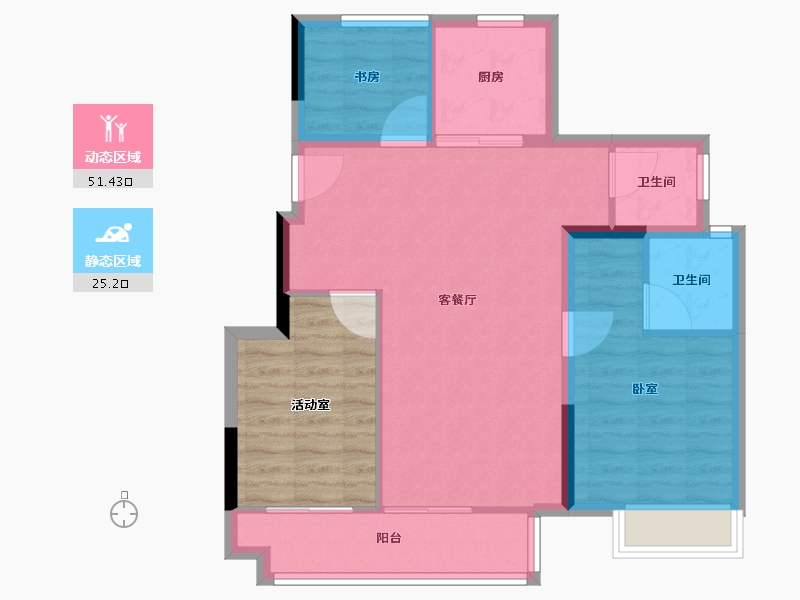 安徽省-六安市-新滨湖孔雀城-80.00-户型库-动静分区