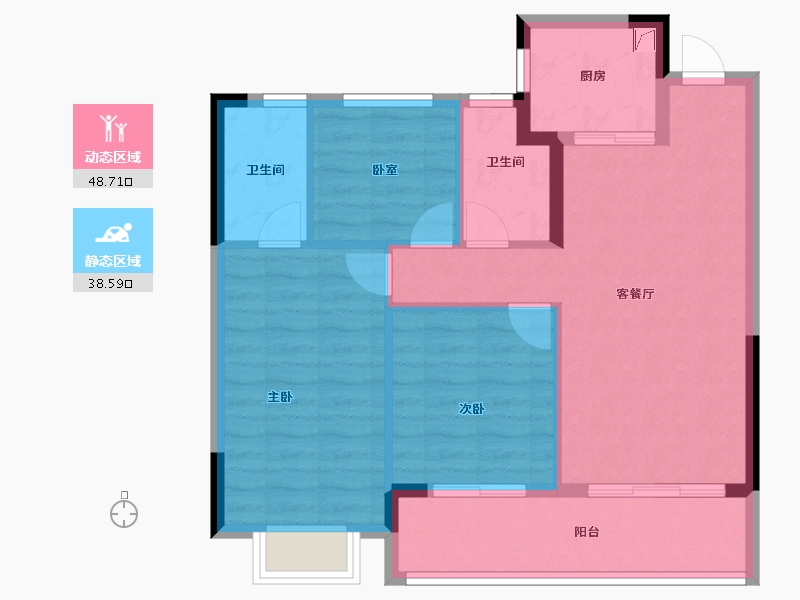 浙江省-杭州市-滨望之宸府-78.40-户型库-动静分区