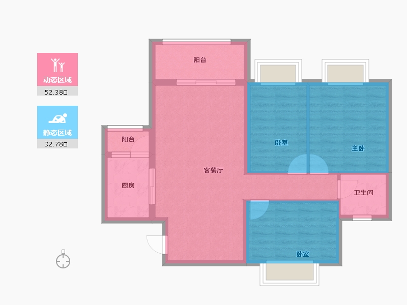 广东省-广州市-仁安花园-76.38-户型库-动静分区