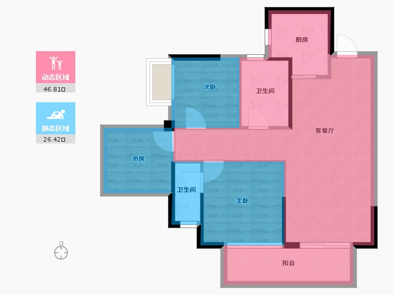 广西壮族自治区-南宁市-融创江南书院-65.59-户型库-动静分区