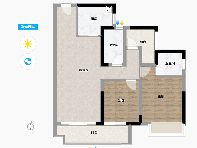 广东省-佛山市-中建顺控云熙悦城-73.86-户型库-采光通风