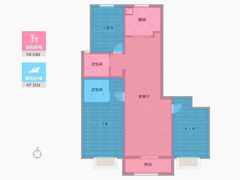 山西省-太原市-融创中心-93.25-户型库-动静分区