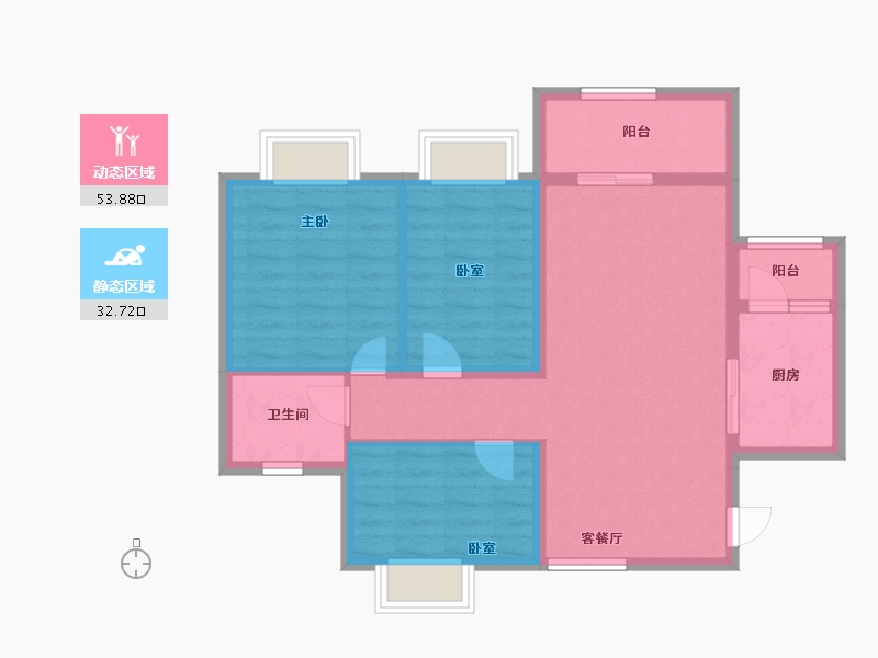 广东省-广州市-仁安花园-77.27-户型库-动静分区