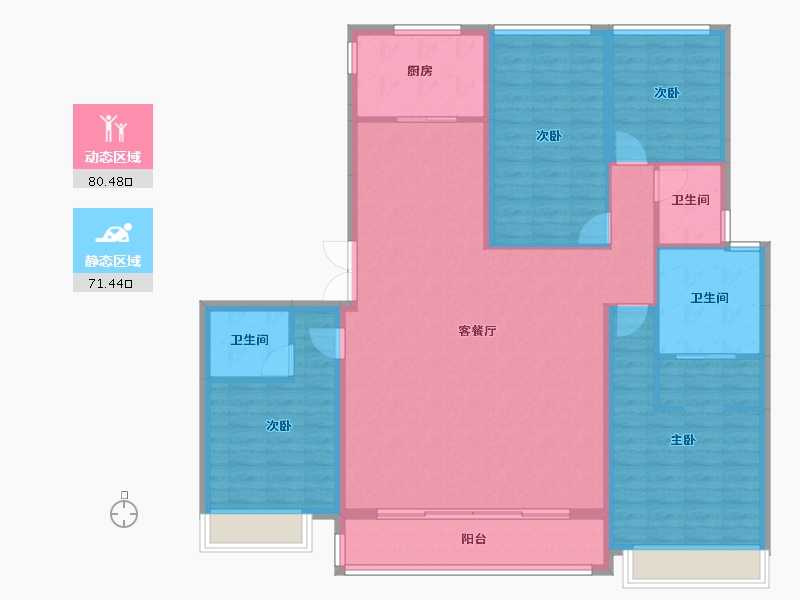 浙江省-杭州市-荟品天语城-138.40-户型库-动静分区