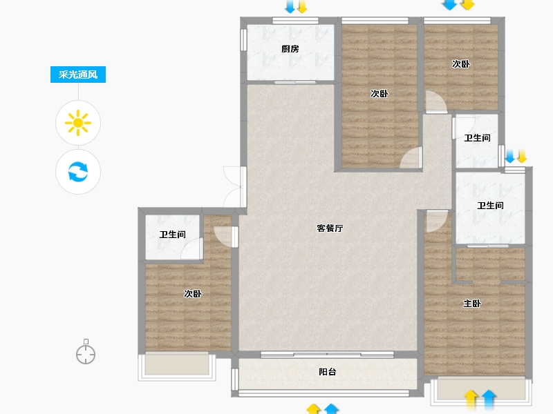 浙江省-杭州市-荟品天语城-138.40-户型库-采光通风