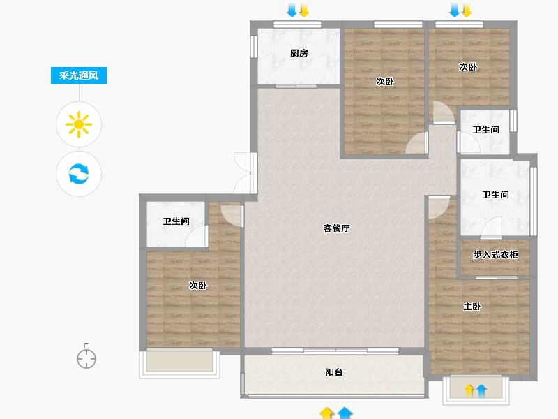 浙江省-杭州市-荟品天语城-132.80-户型库-采光通风