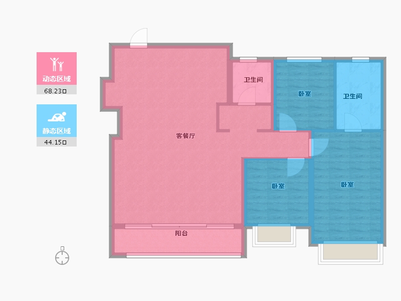 黑龙江省-哈尔滨市-融创四季宸阅-102.40-户型库-动静分区