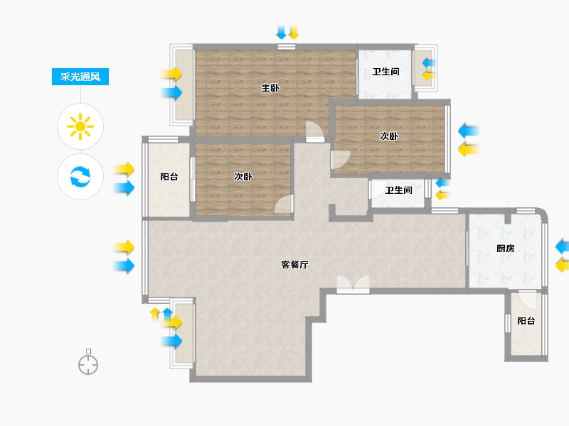 湖南省-衡阳市-衡阳市高新现代城-140.00-户型库-采光通风