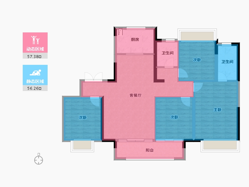 江苏省-常州市-中奥雍锦园-102.40-户型库-动静分区