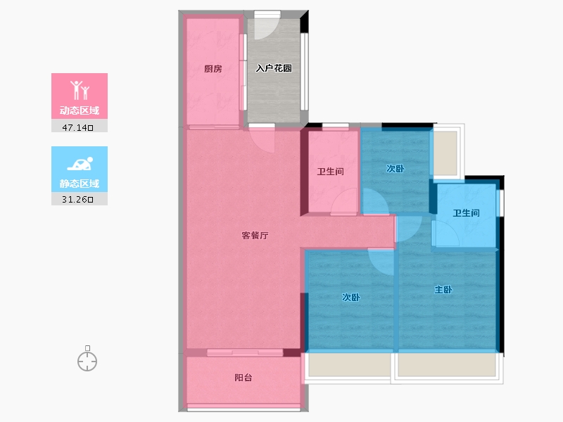 广东省-佛山市-ICC碧桂园三龙汇-76.00-户型库-动静分区