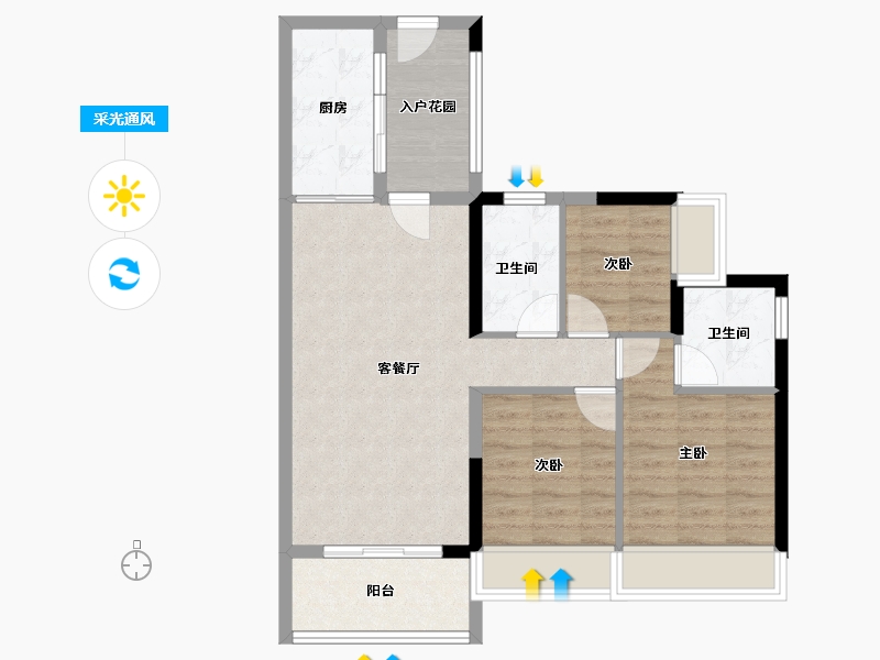 广东省-佛山市-ICC碧桂园三龙汇-76.00-户型库-采光通风