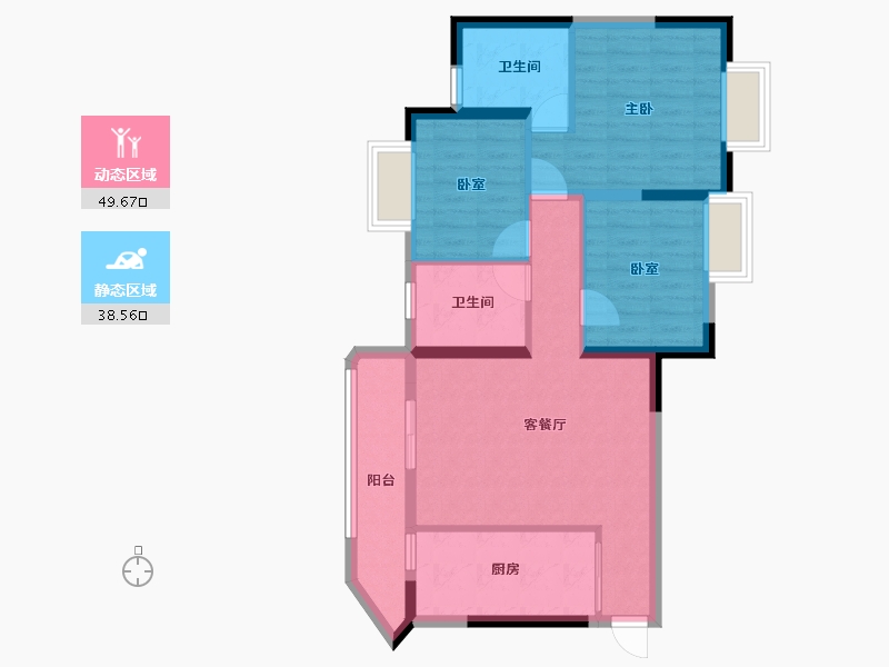 广东省-广州市-广州恒大阳光半岛-78.40-户型库-动静分区