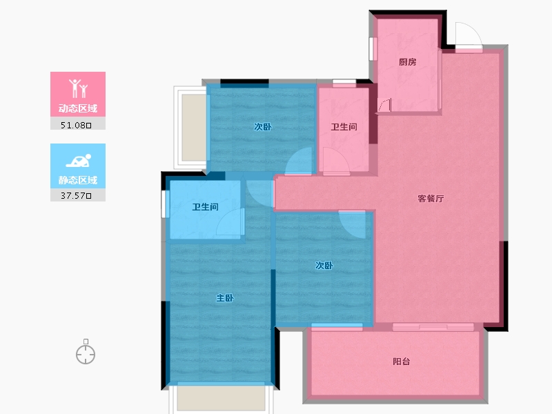 广西壮族自治区-南宁市-阳光城江南檀悦-79.56-户型库-动静分区