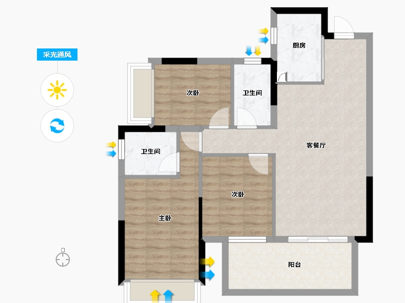 广西壮族自治区-南宁市-阳光城江南檀悦-79.56-户型库-采光通风