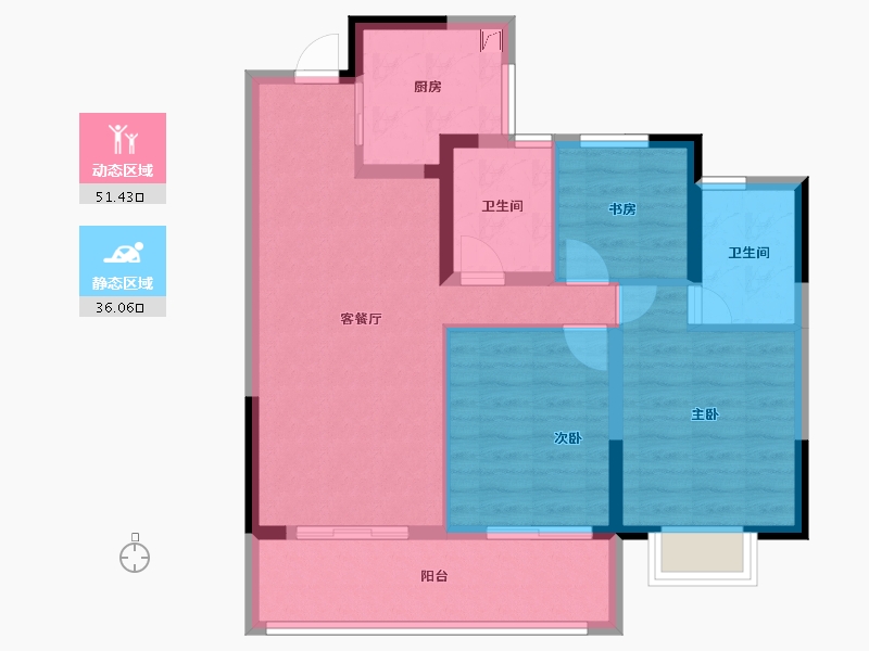 浙江省-杭州市-樾臻府-77.61-户型库-动静分区