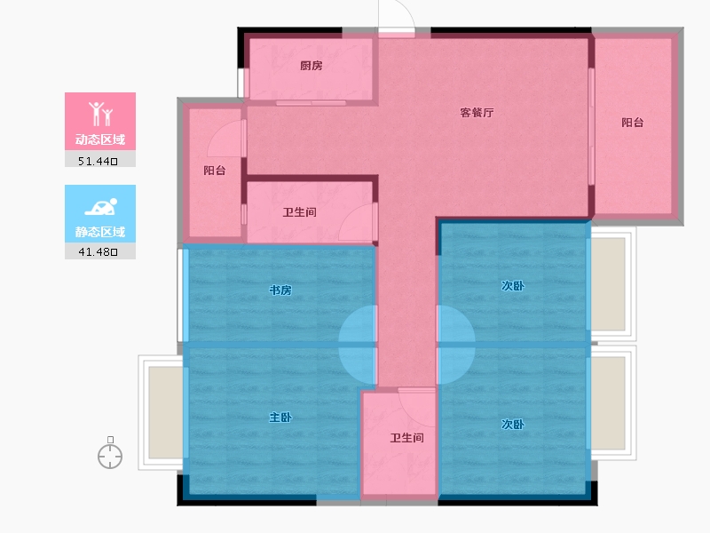 广西壮族自治区-南宁市-振宁星光广场-84.31-户型库-动静分区