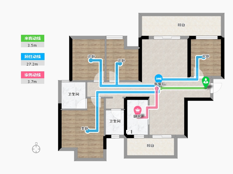 广西壮族自治区-南宁市-天健和府-94.72-户型库-动静线