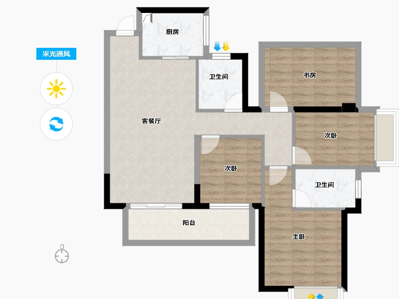 广西壮族自治区-南宁市-阿尔卑斯-91.25-户型库-采光通风