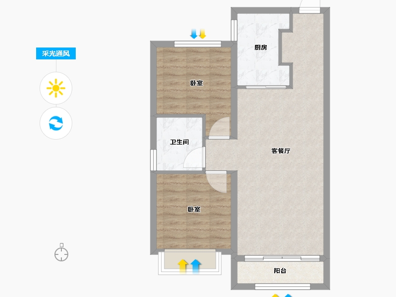 黑龙江省-哈尔滨市-融创四季宸阅-66.40-户型库-采光通风