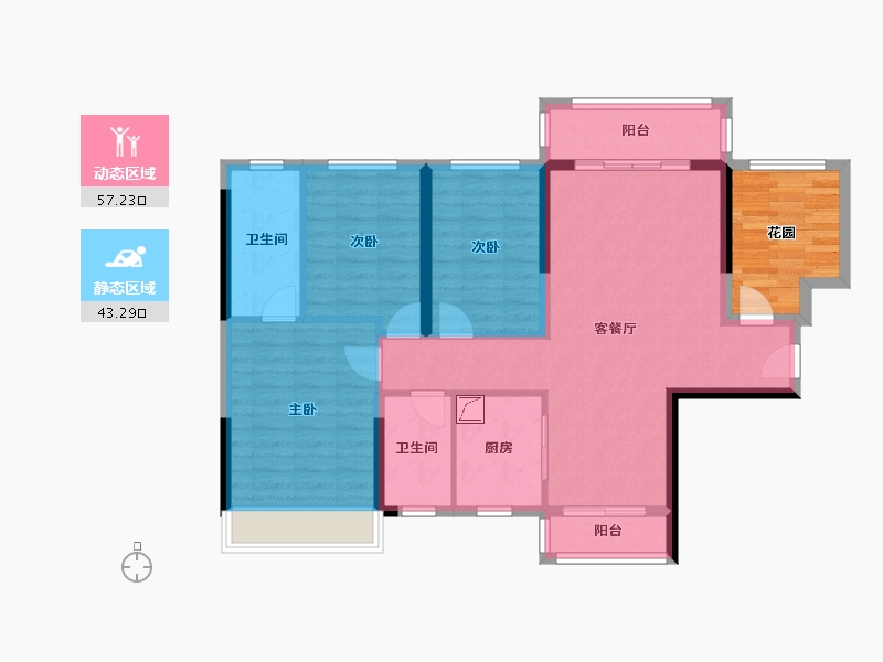 广东省-佛山市-碧桂园岭南盛世-97.61-户型库-动静分区