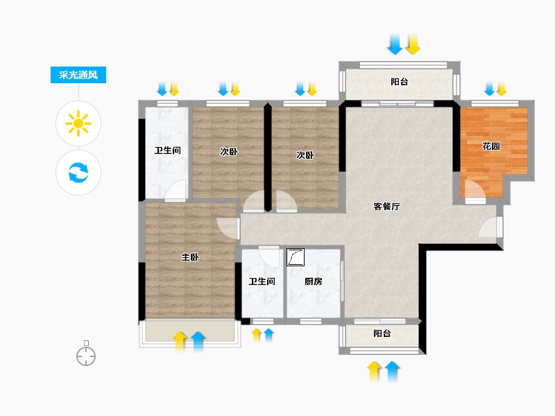 广东省-佛山市-碧桂园岭南盛世-97.61-户型库-采光通风