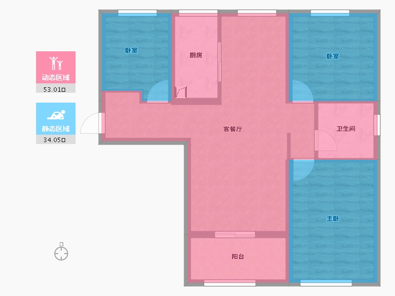 山西省-太原市-碧桂园云顶·云汇-77.45-户型库-动静分区