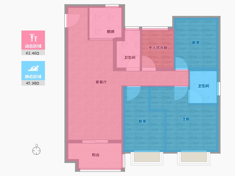 安徽省-合肥市-信达华宇锦绣龙川-98.41-户型库-动静分区