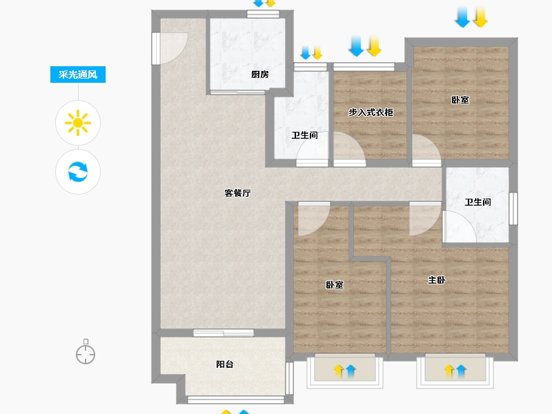 安徽省-合肥市-信达华宇锦绣龙川-98.41-户型库-采光通风