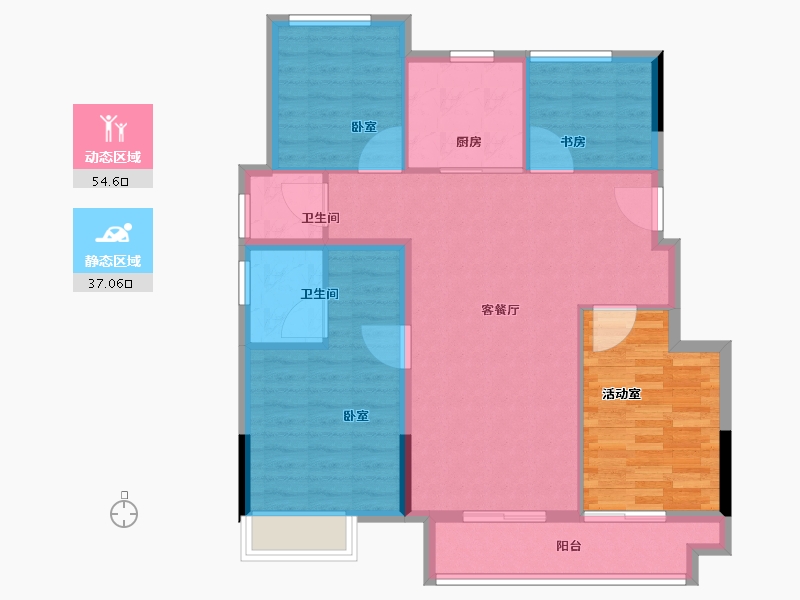 安徽省-六安市-新滨湖孔雀城-95.20-户型库-动静分区