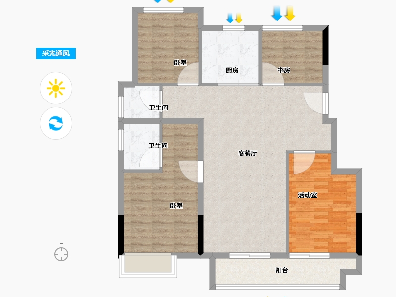 安徽省-六安市-新滨湖孔雀城-95.20-户型库-采光通风