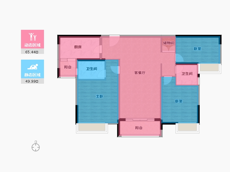 广东省-广州市-南沙珠江湾-103.61-户型库-动静分区