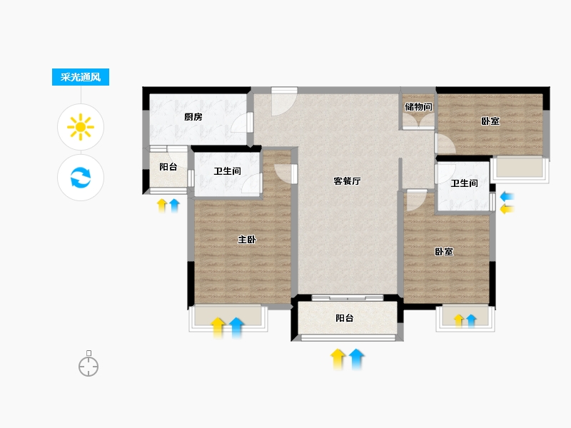 广东省-广州市-南沙珠江湾-103.61-户型库-采光通风