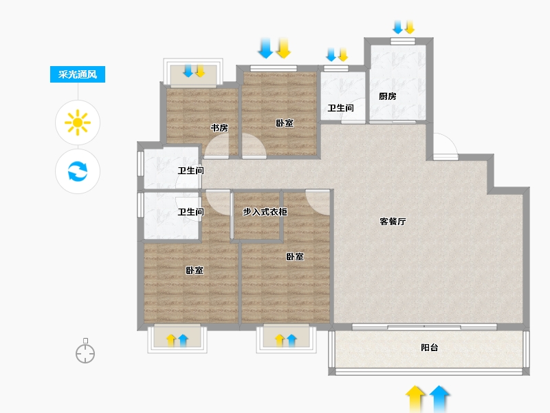 安徽省-合肥市-皖新朗诗麓院-121.60-户型库-采光通风