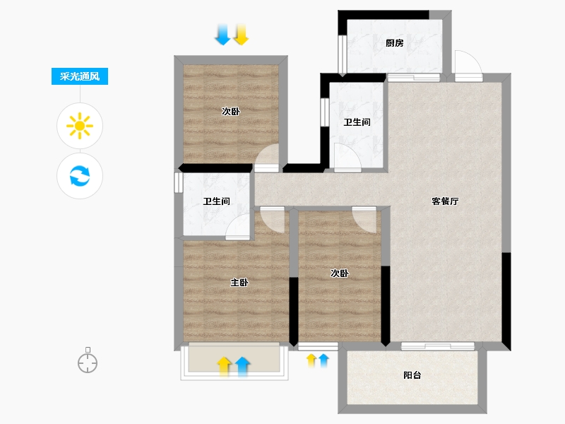 广西壮族自治区-南宁市-锦云湖光-73.81-户型库-采光通风