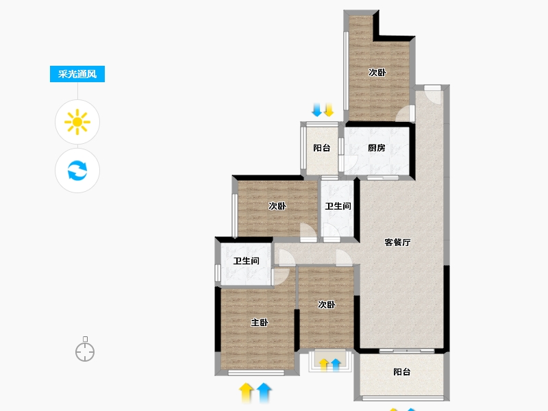 广东省-湛江市-君临世纪-85.00-户型库-采光通风