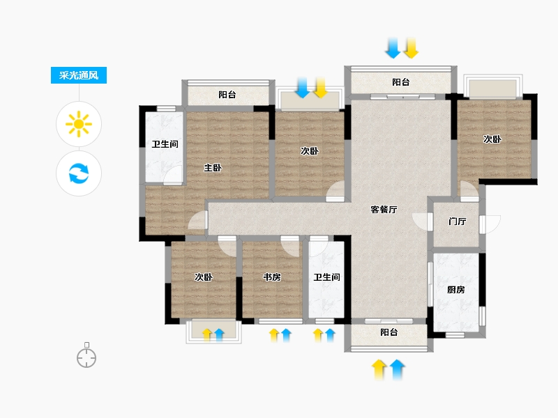 广西壮族自治区-南宁市-广源华府-133.88-户型库-采光通风