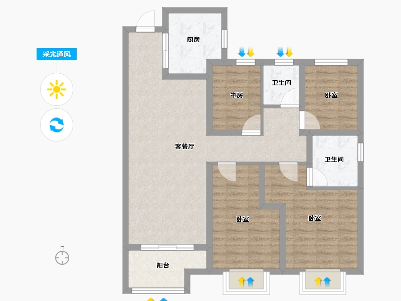 山西省-太原市-太原·龙湖天鉅-87.27-户型库-采光通风