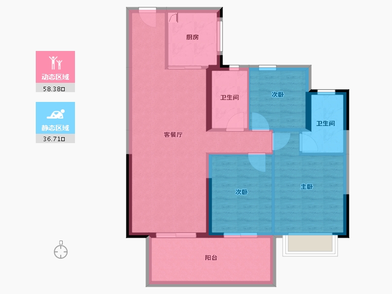 广西壮族自治区-南宁市-奥园瀚德棠悦府-85.41-户型库-动静分区