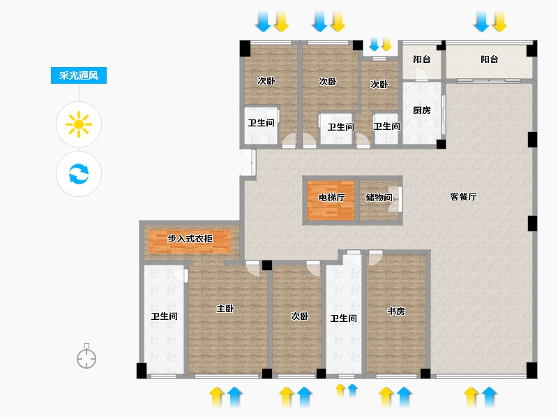 广西壮族自治区-南宁市-瀚林熙水台二期-332.46-户型库-采光通风